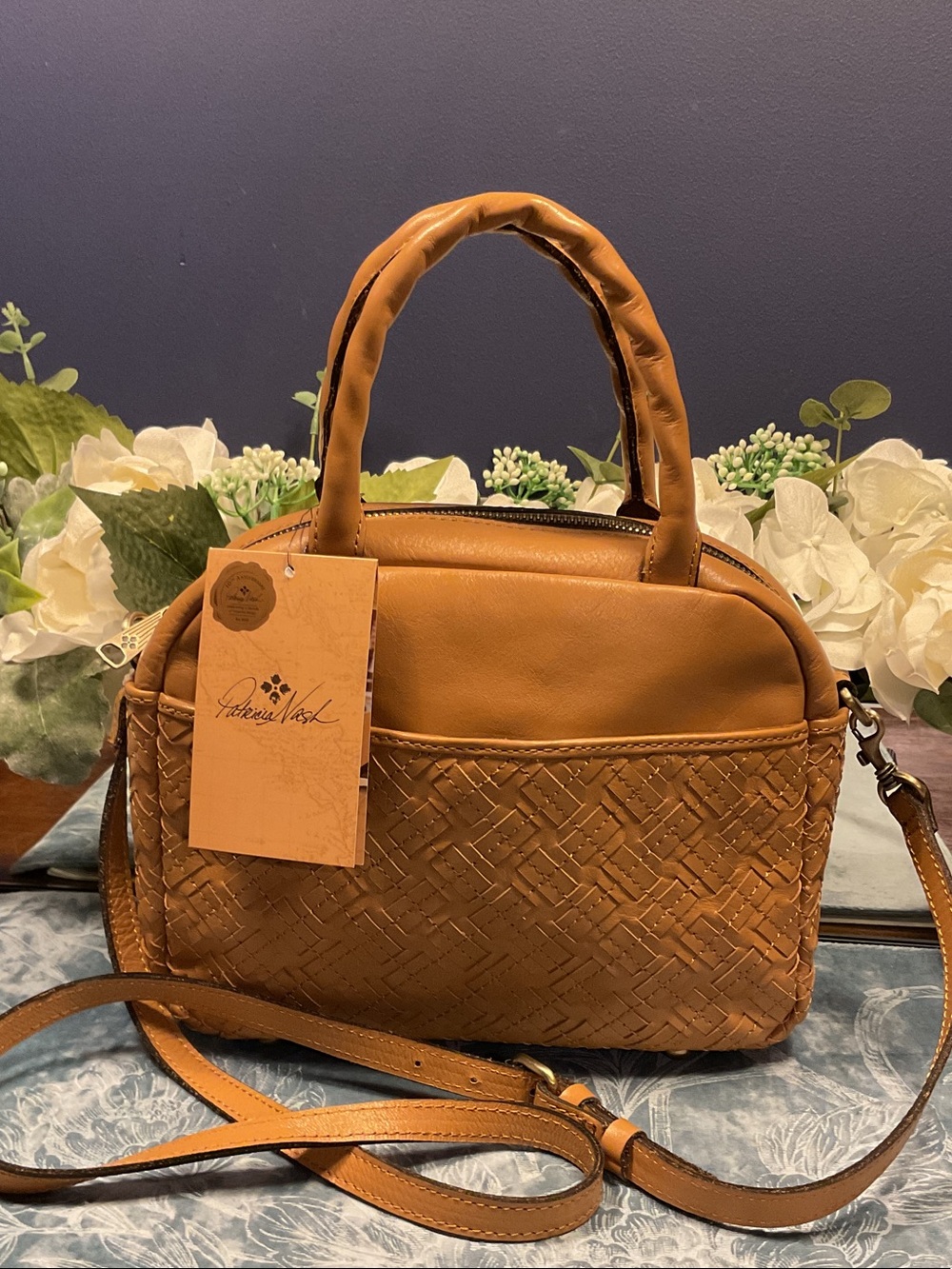 Patricia Nash Braided Stitch Miano Satchel Biscuit